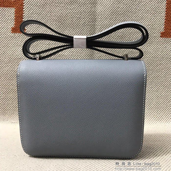 HERMES愛馬仕 H空姐包 進口原廠EP皮 頂級蜜蠟製作 街拍必備單品 亞麻蘭金銀 單肩斜挎包  Ama1568